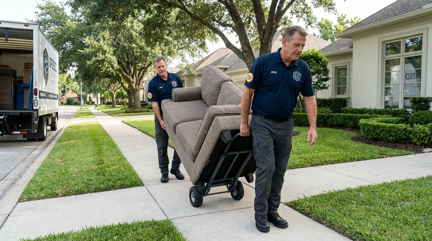 Local residential moving crew loading furniture in Chelmsford, MA